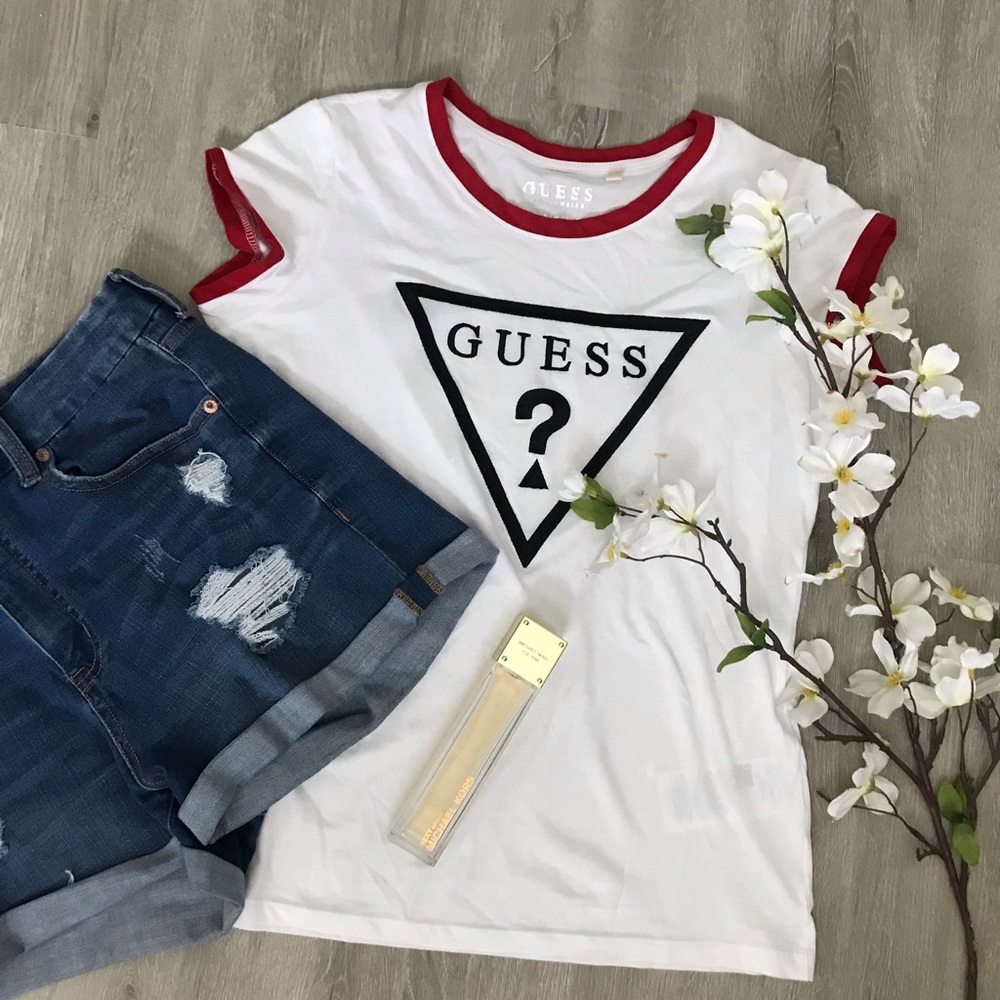 guess t-shirt red and white